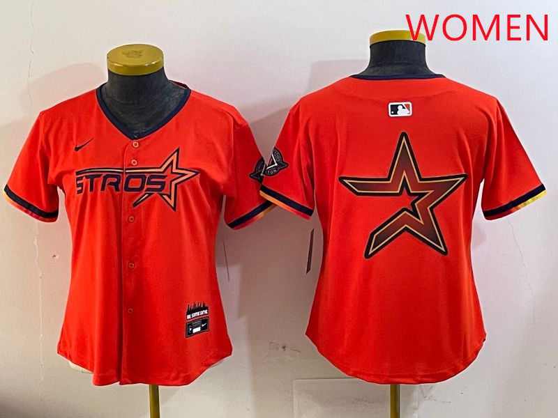 Women Houston Astros Blank Orange Three generations Joint Name 2025 Nike MLB Jersey style 11
